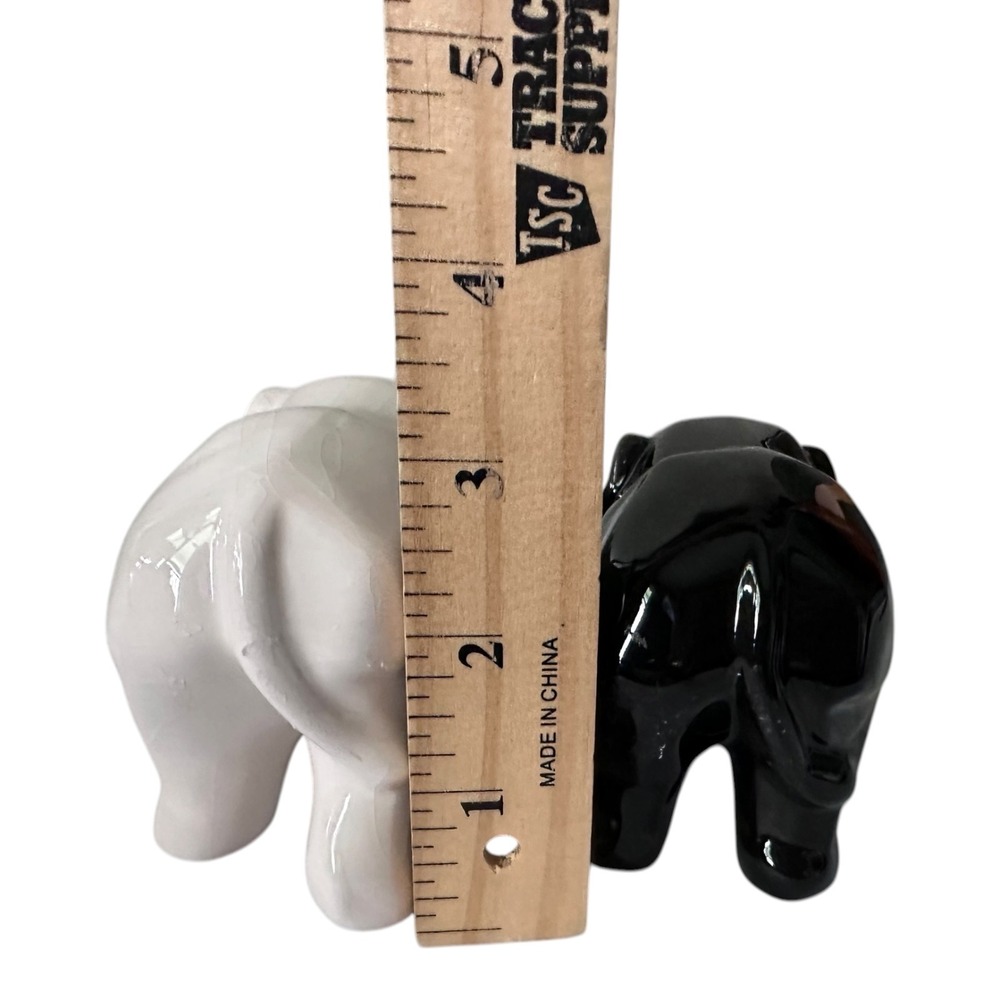 Unbranded Elephant Figurines Unisex Small Black White Excellent Ceramic Set 2 - Picture 8 of 13